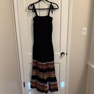 Tory Burch Black Maxi Dress with Multicolor Stripes